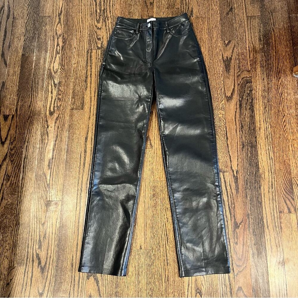 Aritzia Wilfred The Melina Pant Faux Leather Pants High Waist Straight Leg 2